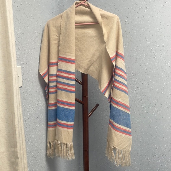 Long and Thick Cream Scarf with Stripes - Picture 1 of 2